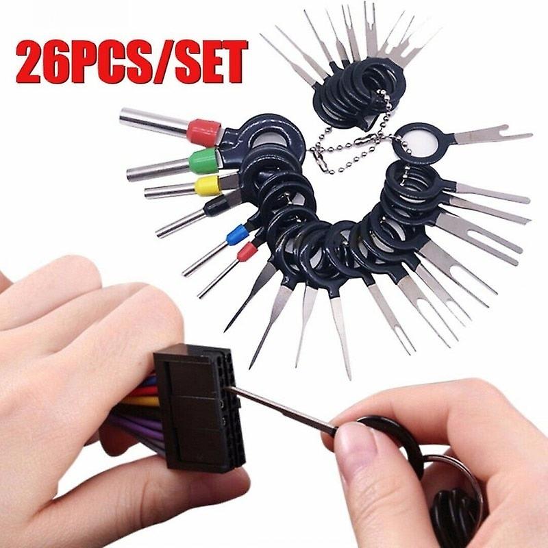 26Pcs Car Terminal Removal Repair Tools Electrical Wiring Crimp Connector Pin Extractor Kit Keys Automotive Plug Pullers