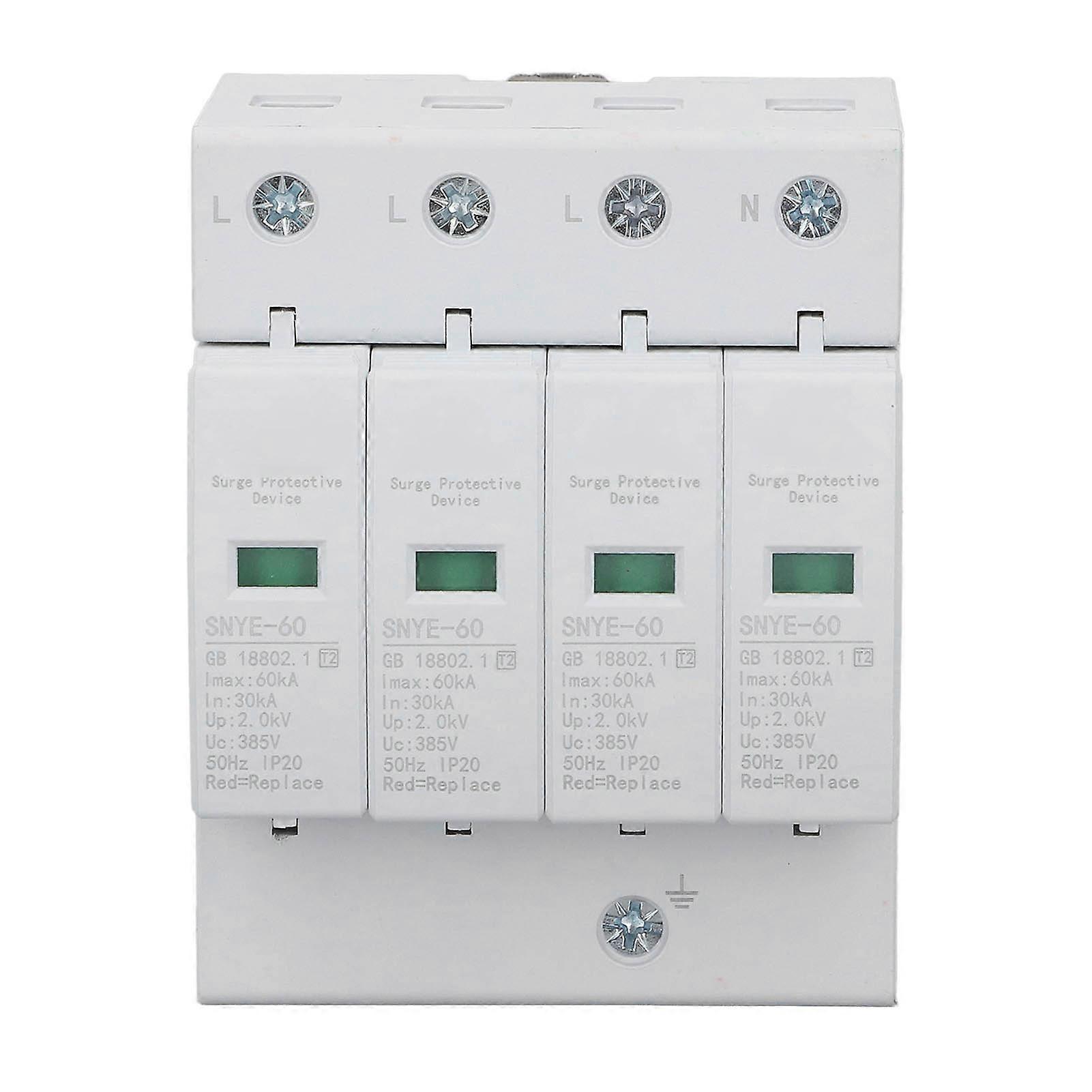 Ouitble Surge Protection Device Distribution Box Surge Protection Device, IP20 Safe Combiner Box Voltage Surge Arrester, 60KA 4P 385V