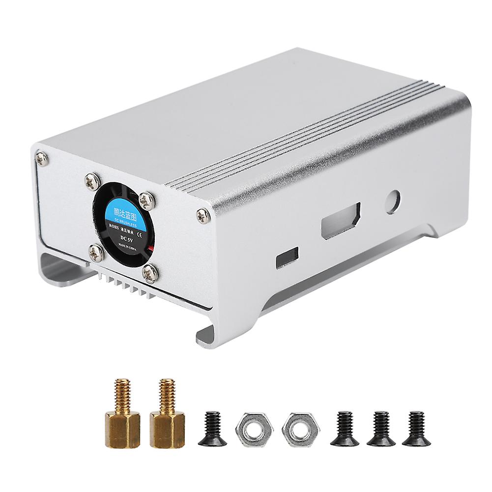 V1 Aluminum Alloy Metal Case with DC 5V Cooling Fan for Raspberry Pi 3 b 2 b RPB +(Silver )