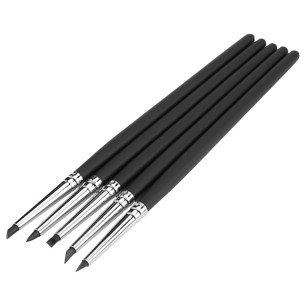 5pcs/set Silicone Soft Head Clay Pottery Moulding Pen DIY Craft Tool(black head)