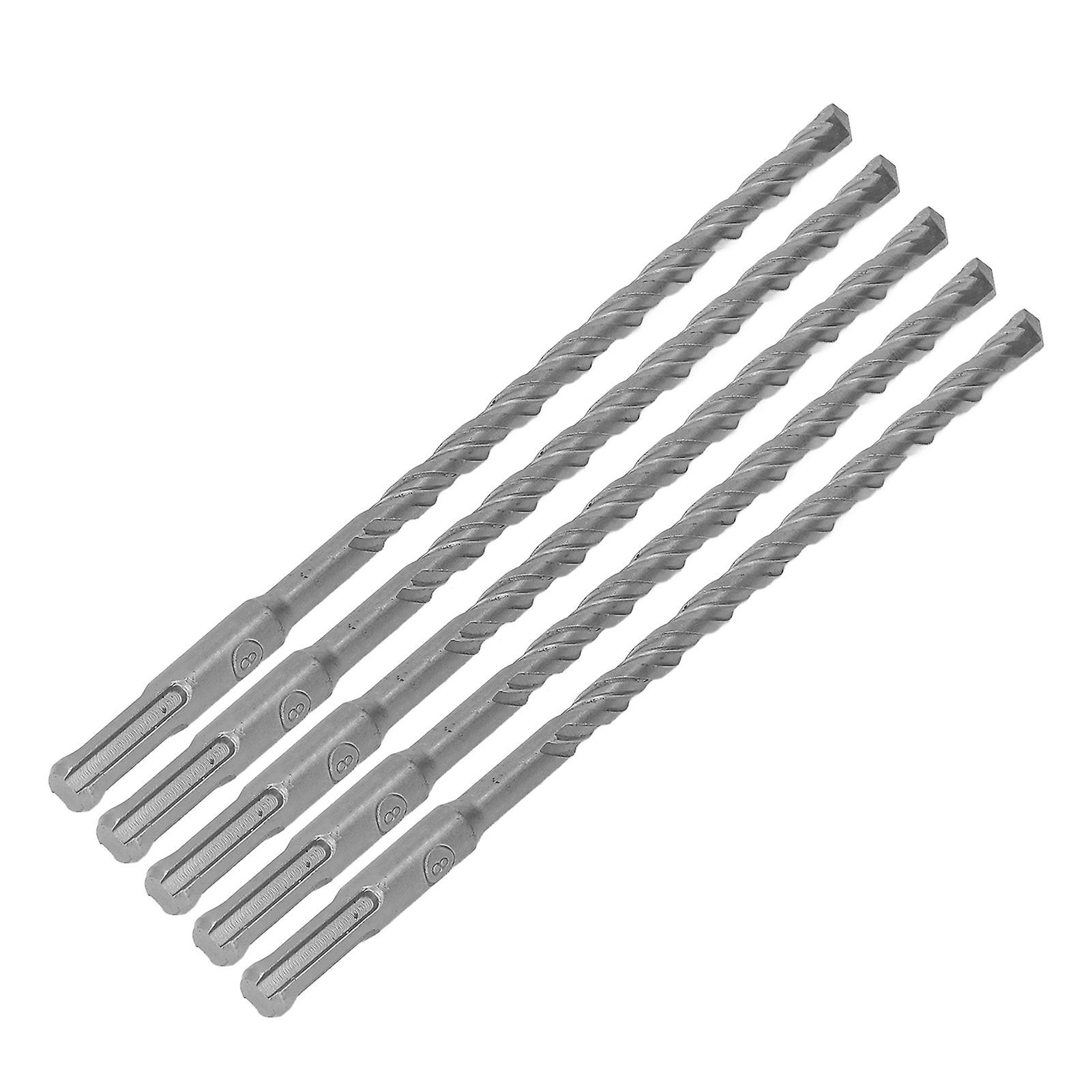 5PCS Impact Drill Bits with Carbide Tip Rotary Hammer Bit 2 Flute Spiral Bits for Brick Concrete 210mm 8mm / 0.31in 