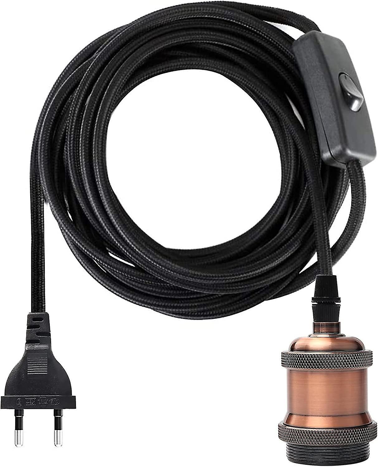 E27 Socket With Switch, 1.2 Meters Cable Cloth Electrical Wire For Light Bulb Socket/retro Pendant Light,red Copper