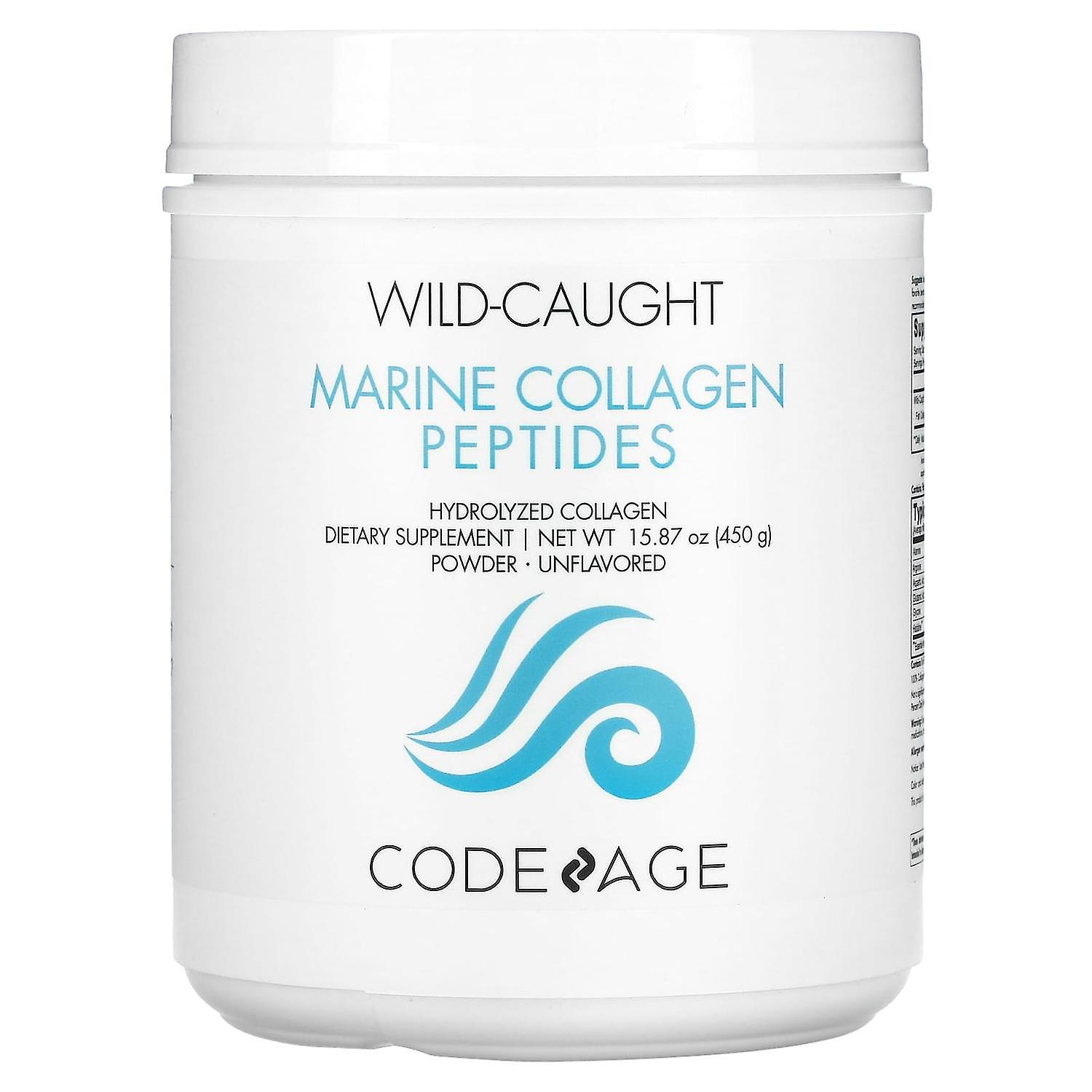 Codeage, Wild-Caught Marine Collagen Peptides, Hydrolyzed Collagen, Unflavored, 15.87 oz (450 g)