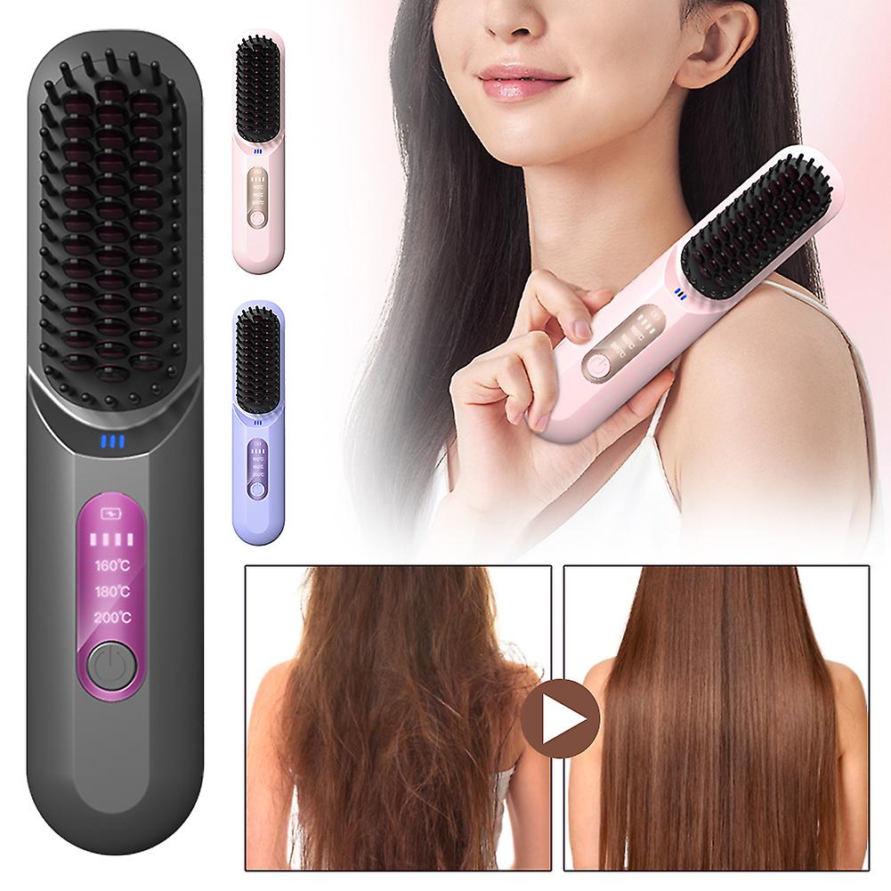 Portable Negative Ions Hot Comb Anti-Scald Flat Iron Heating Curler for Home Travel
