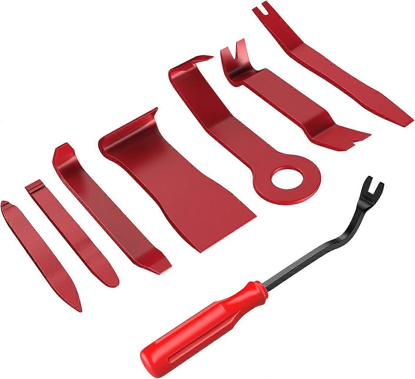 8PCS Auto Trim Scratch Removal Tool Car Audio Dash Panel Window Molding Fastener Remover Tool Kit-Red