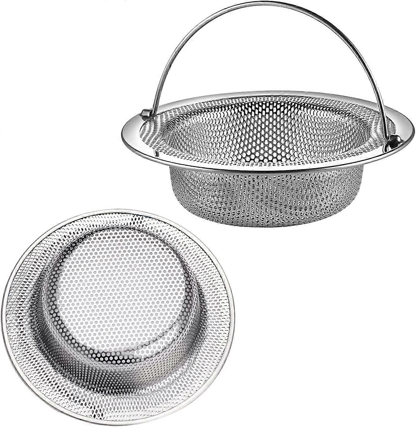 2 packs, kitchen sink strainer with stainless steel handle, sink cover, diameter 11 cm