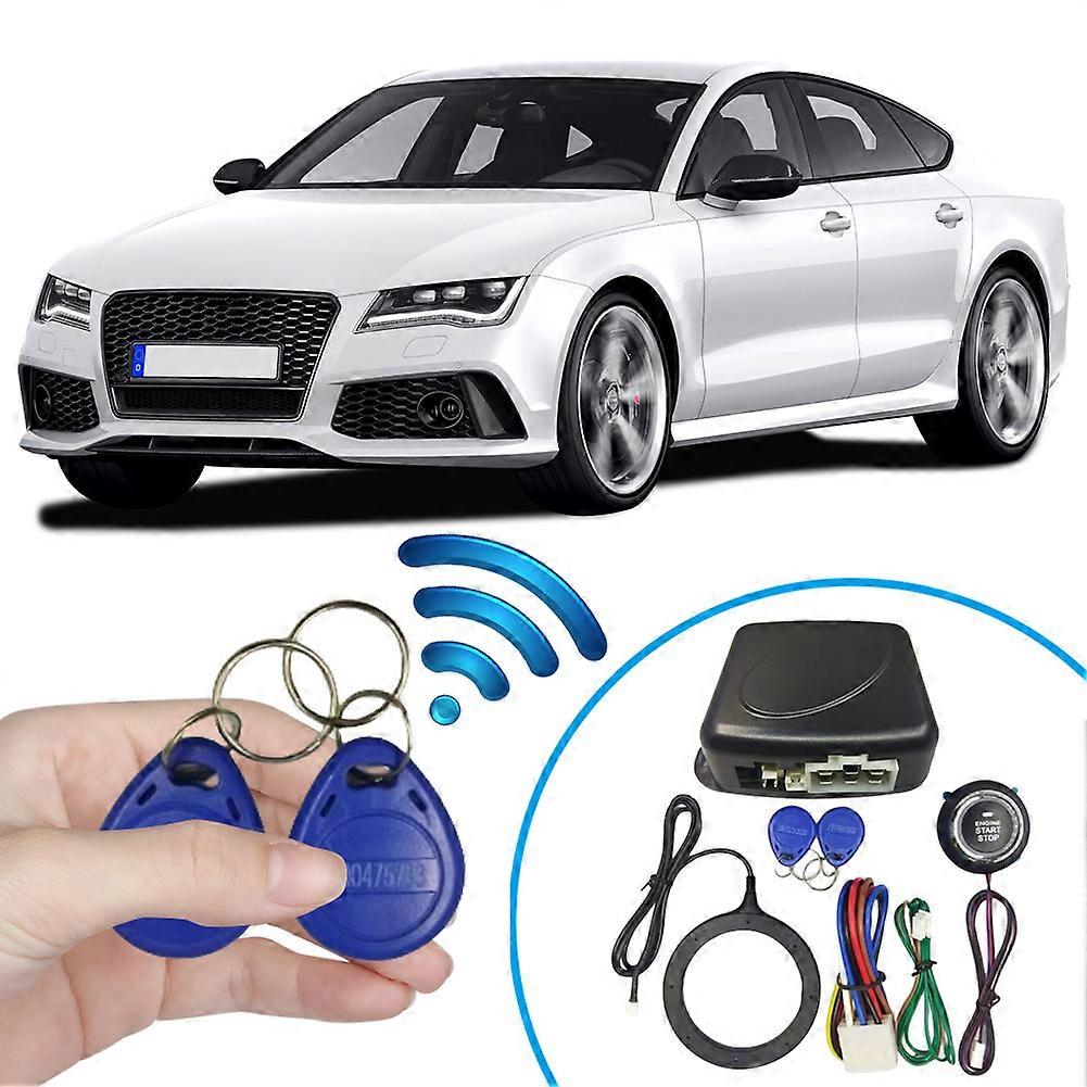 12V less Car Key Systems Key blade Entry Starter Kit  Smart Ignition Switch Auto Alarm Engine Start Push Button less Entry Anti-Theft System