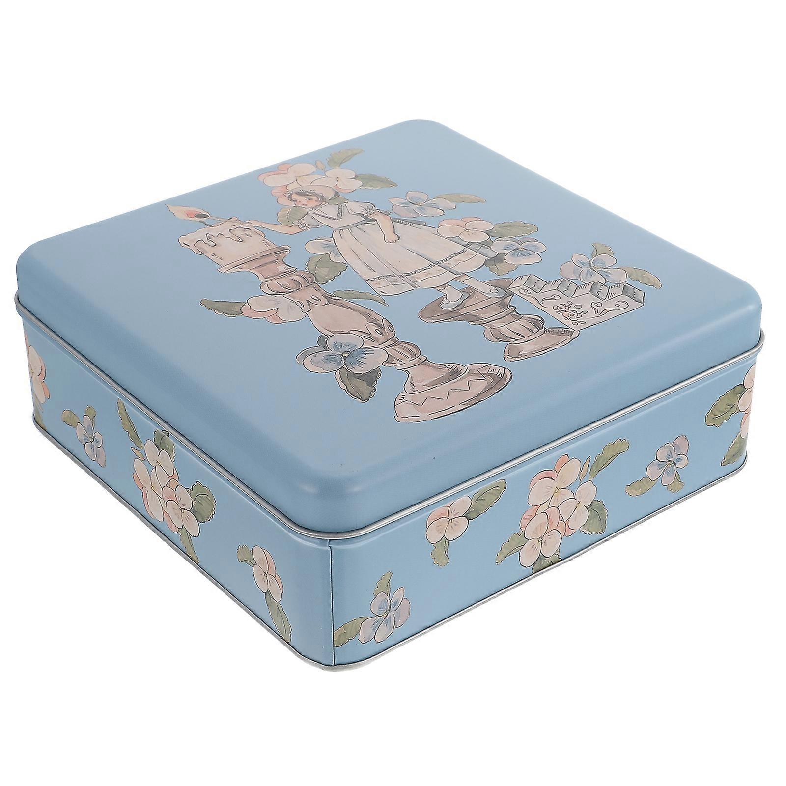 Decorative Cookie Box Household Candy Storage Box Multi-function Tinplate Biscuit Box