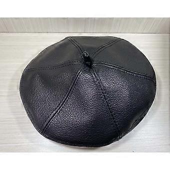 Béret Cuir Véritable Femme Arc-en-Ciel – Chapeau Peintre Citrouille Marron/Rouge L 58-59 Cm