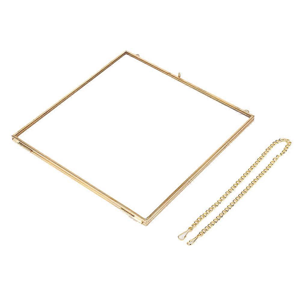 Geometric Simple European Style Hanging Photo Frame Gold Edge Dried Flower Frame with Chain