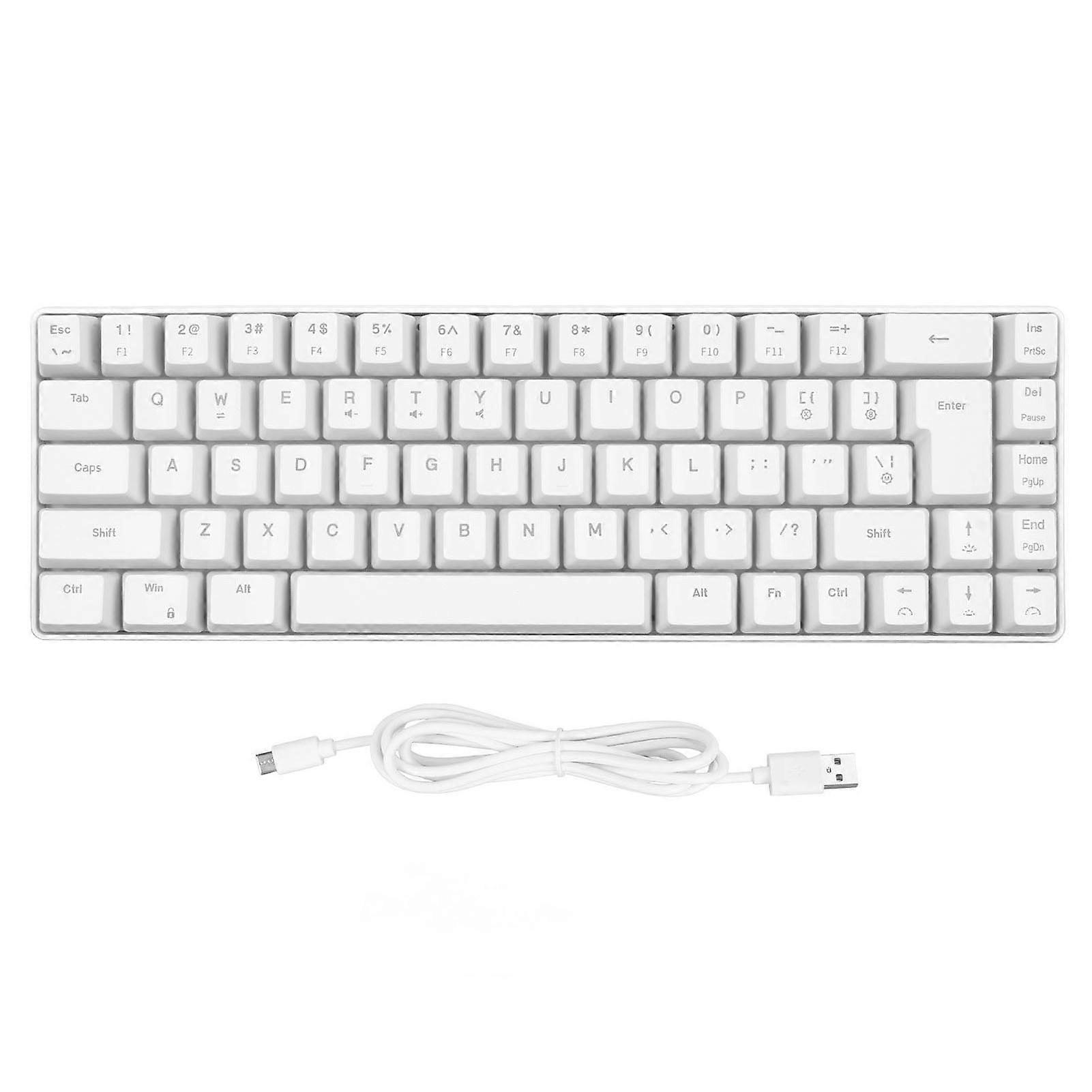 V200 Mechanical Gaming Keyboard Portable 68 Keys Wired RGB Backlit Keyboard for IBM PC Win98SE White