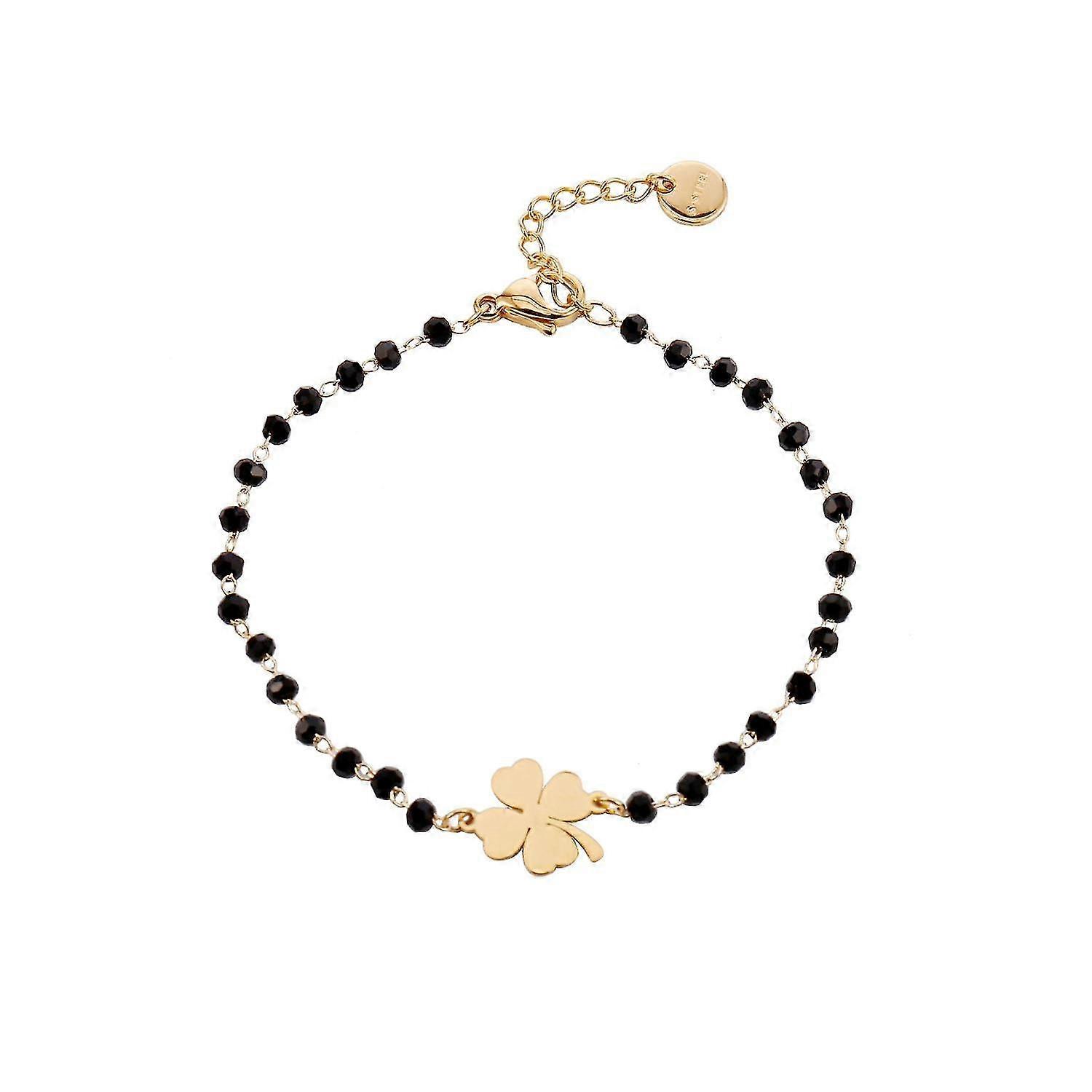 crystal beads chain bracelet(gold-clover)
