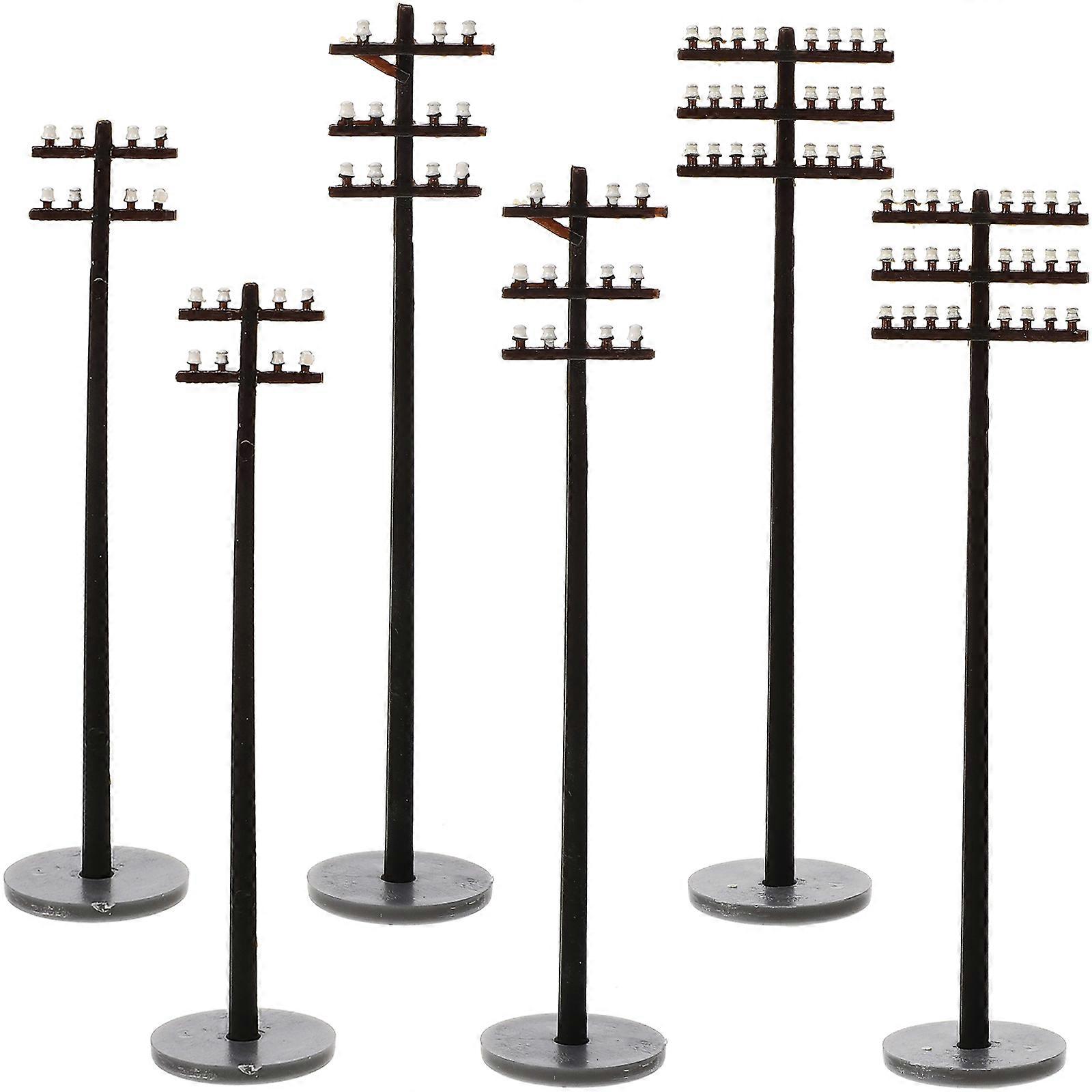 6pcs Miniature Telephone Poles Trains Layout Model Trains Layout Adorns Sand Table Decor