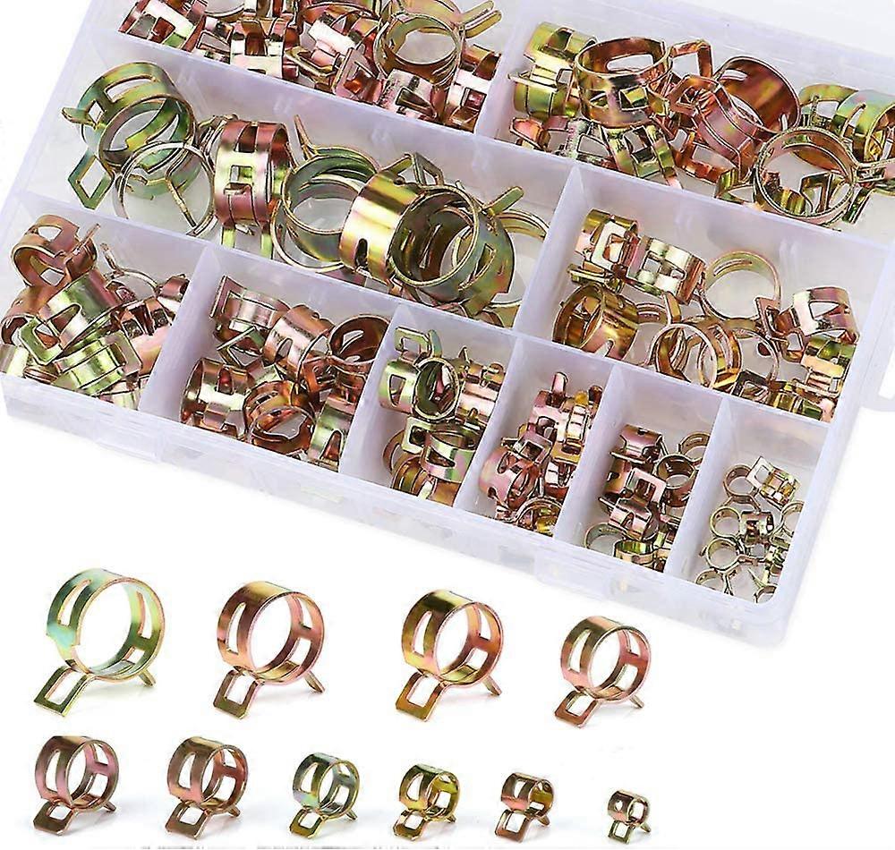 Spring Clip Hose Clamp - Gasoline Hose Clamp - 100 Pieces with Storage Box - 6-22mm, Size 10