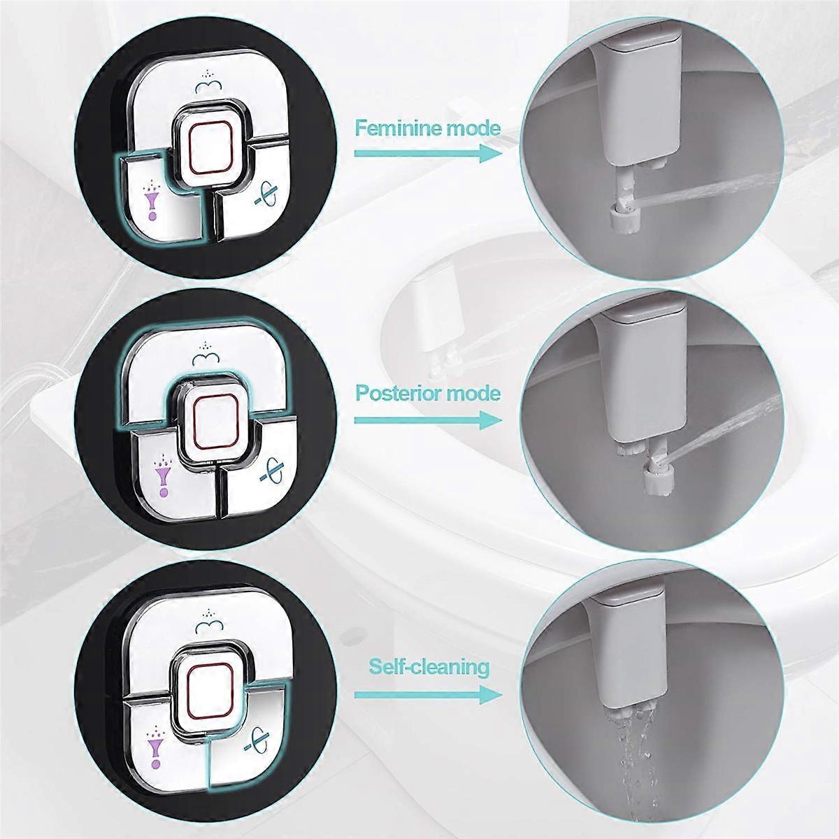 Bidet Attachment Non-Electric Bidet Toilet Seat Sprayer with Pressure Controls Dual Nozzles for Frontal Rear Wash B