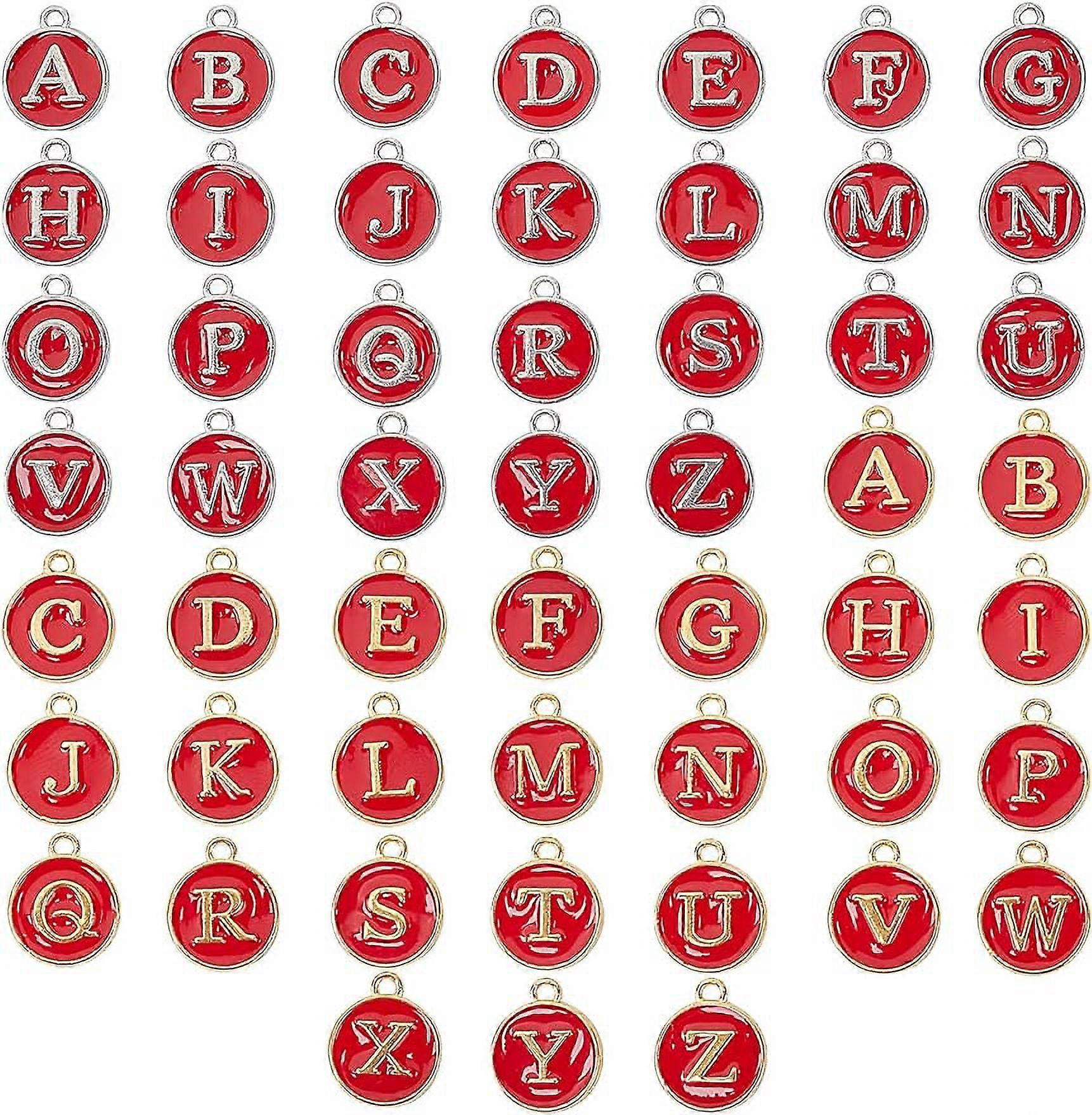 104Pcs Enamel Letter Charms Mixed Enamelled Sequins Alloy Alphabet Charms with Hole