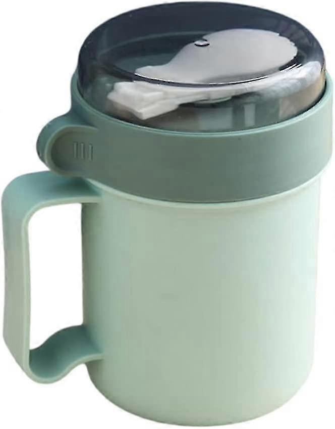 Kids Insulated Food Storage Containers Portable Leak Proof Hot Soup Bento Container With Collapsible Spoon Green