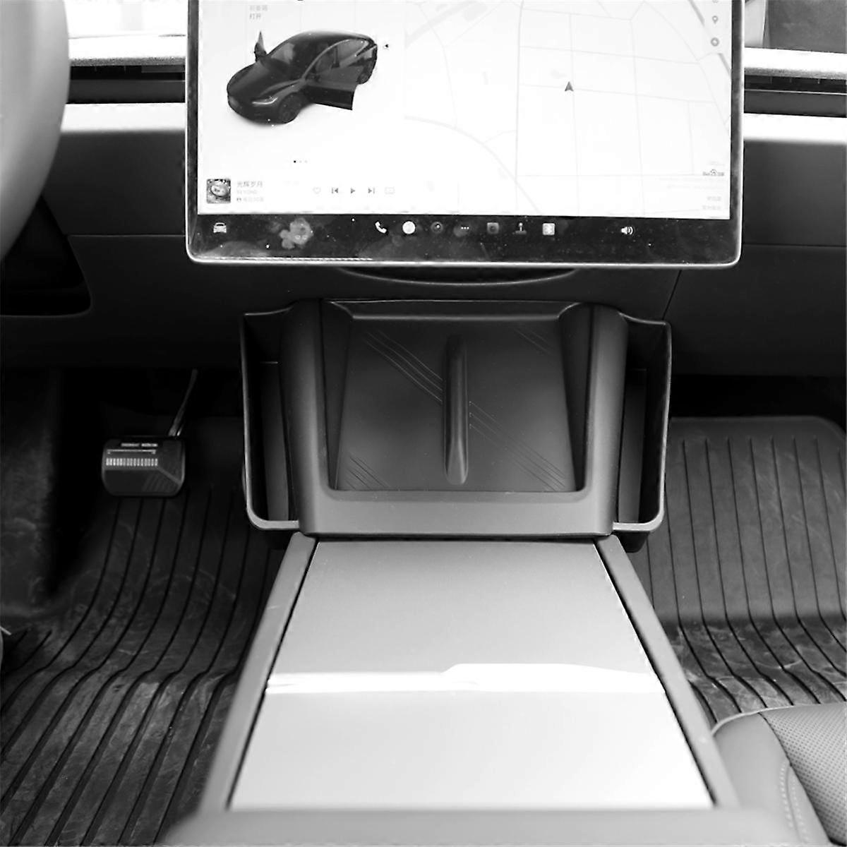 For + 2024 Center Console Wireless Charging Silicone Pad with Side Storage Bag Anti- Pad Tray
