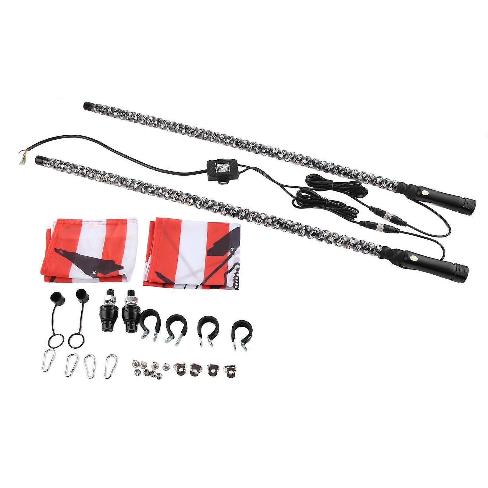 RGB LED Whip Light with Flag APP Control 300 Patterns 366 Modes 12 to 24V for UTV ATV Off Road Vehicle Boat 3FT / 91.44cm