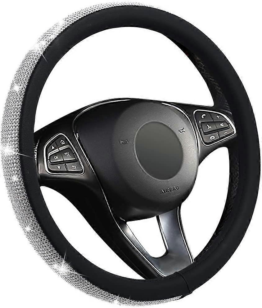 Glitzer Auto Lenkradbezug - Universal Bling Bling Lenkradhlle 15'' / 37-38CM, Rutschfest Lenkrad Abdeckung aus Mikrofaser Leder