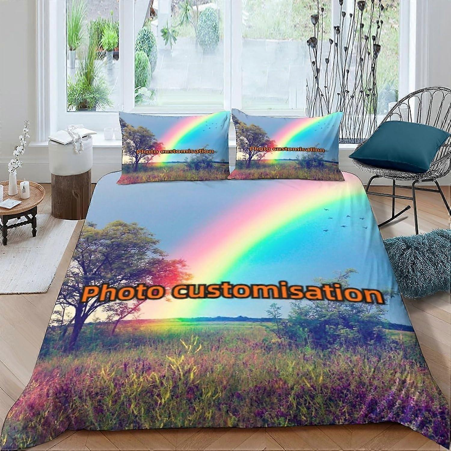 Photo Customization Bedding Set for Printing DIY Customization Duvet Cover Bedding Set for Boys and Girls Hidden Zipper Neck