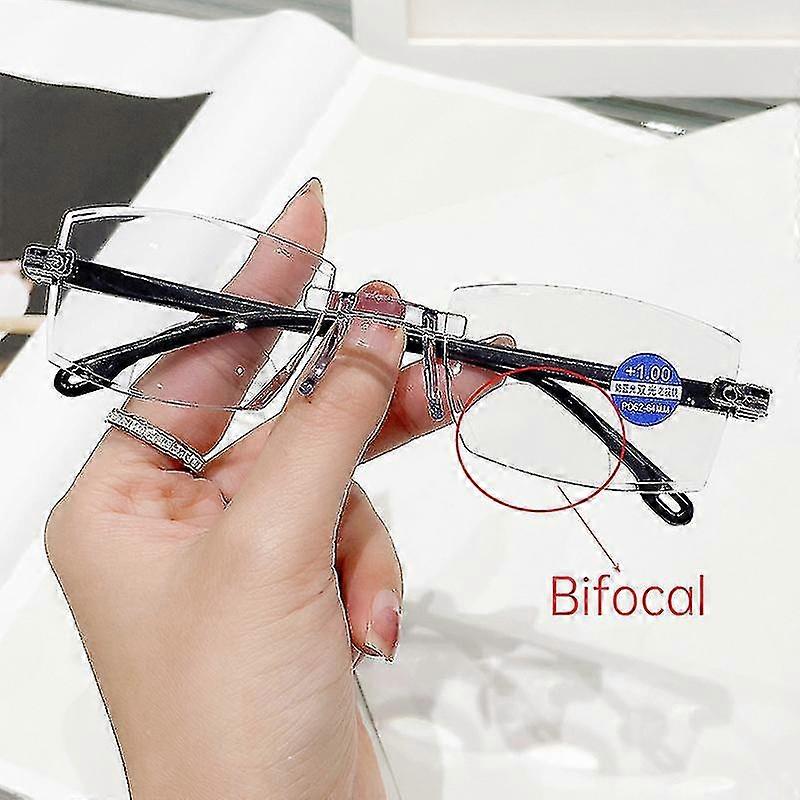 Vintage Bifokal Okuma Gözlükleri Erkekler Kadın Çerçevesiz Yakın ve Uzak Gözlük