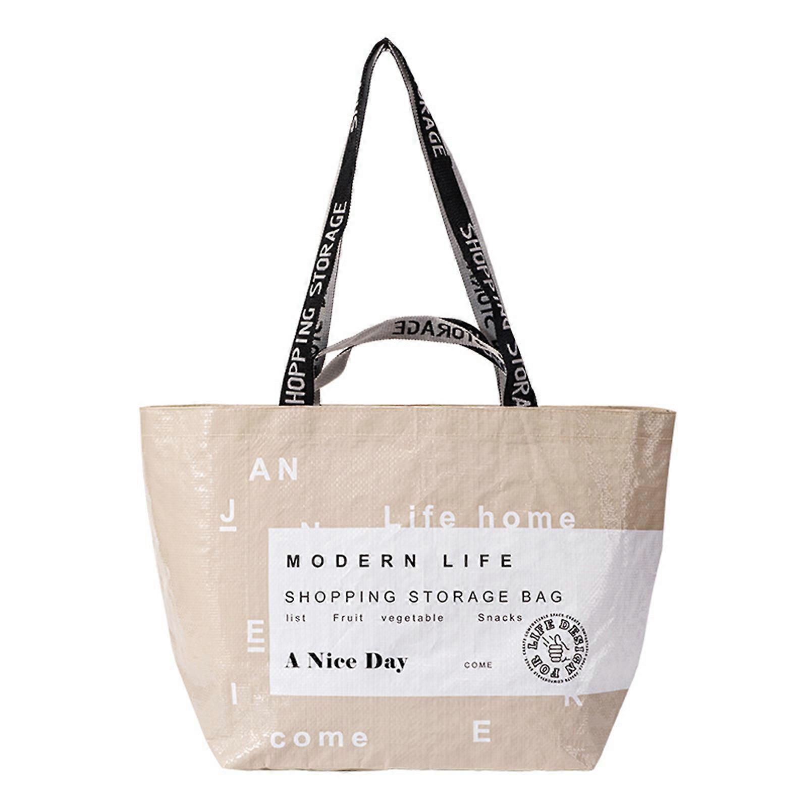 Reusable Grocery Bags Heavy Duty Folding Stylish Carrier Bag with Lettered Handles Splash Proof