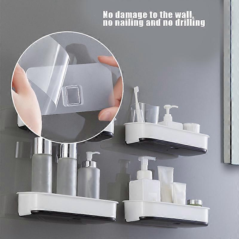 Wall Mount Storage Box with Removable Drain Tray Triangular/Square Shelves Holder Organizing Rack