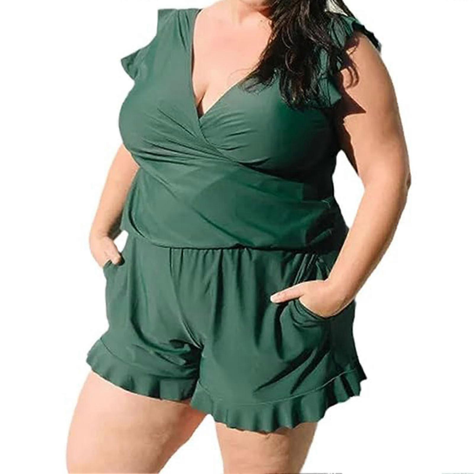 Built-in Bra Swim Romper For Women Simple Style Conservative Slimming Swimsuit Suitable For Vocation Beach