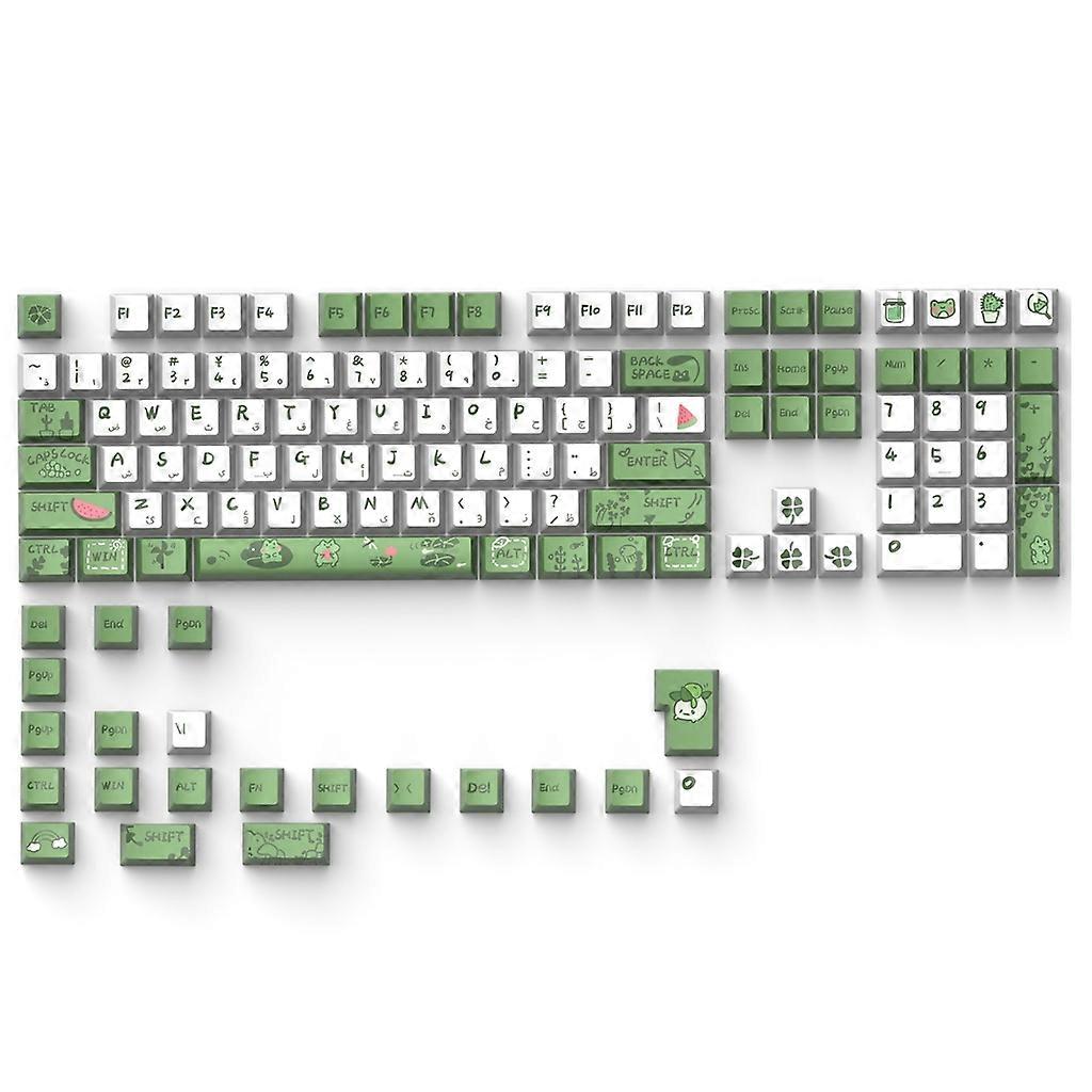 Keycaps 129PCS Green Frog Keycaps OEM Profile Full Set Keycap DyeSubbed Thick PBT Caps for Gaming Mechanical Keyboard