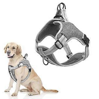 Dog Harness For Small Medium Dogs Breathable Adjustable Padded Reflective Anti Pulling ((xxl, Gray