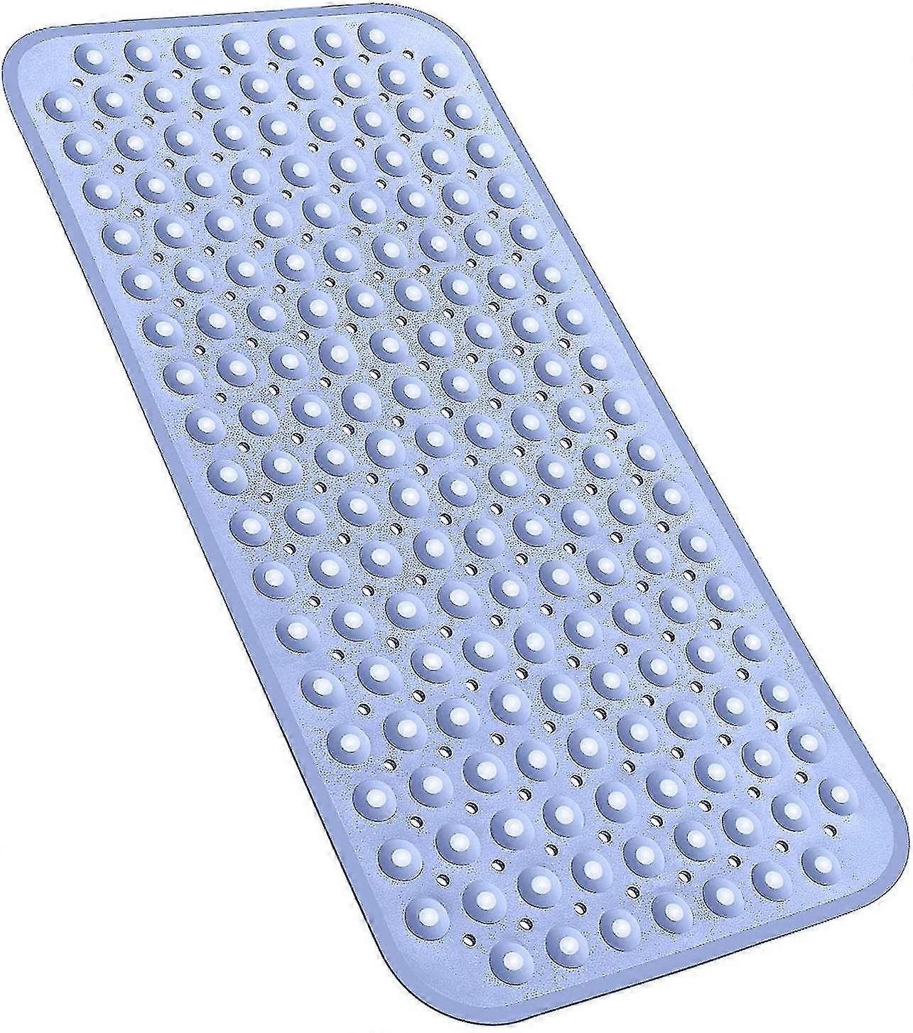 31x15.5in Non-slip Bath Tub Shower Mat, With Suction Cups And Drain Holes (light Blue)