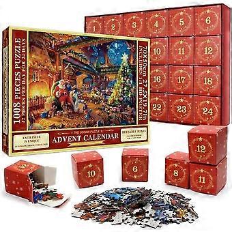 Weihnachts-Adventskalender 2023,Puzzle-Adventskalender,Weihnachts-Adventskalender, 24-teiliges 1008-Teile-Puzzle,Weihnachtsgeschenke für Frauen, Männer, Kinder