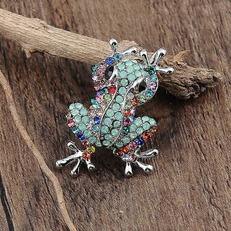 Rhinestone Frog Brooch Pins Simulated Enamel
