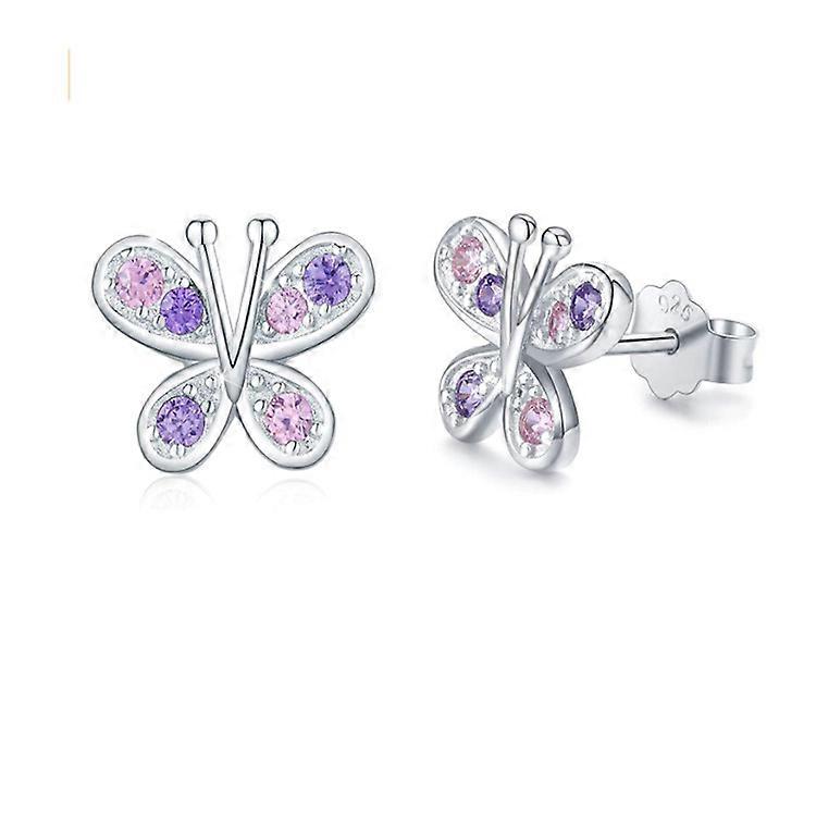 Butterfly Stud Earrings Micro Inlay