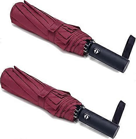 2 Pack Travel Umbrellas Windproof 12 Rib Automatic Opening Foldable Folding Compact Umbrella