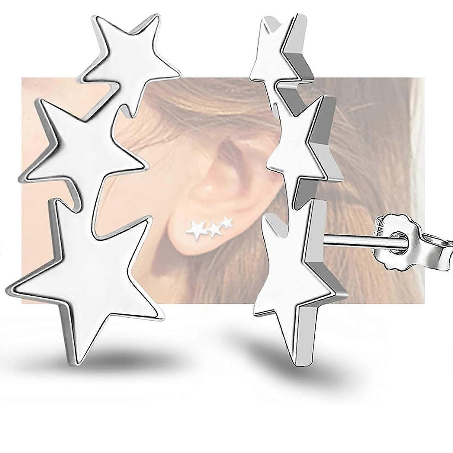 Silver star stud earrings