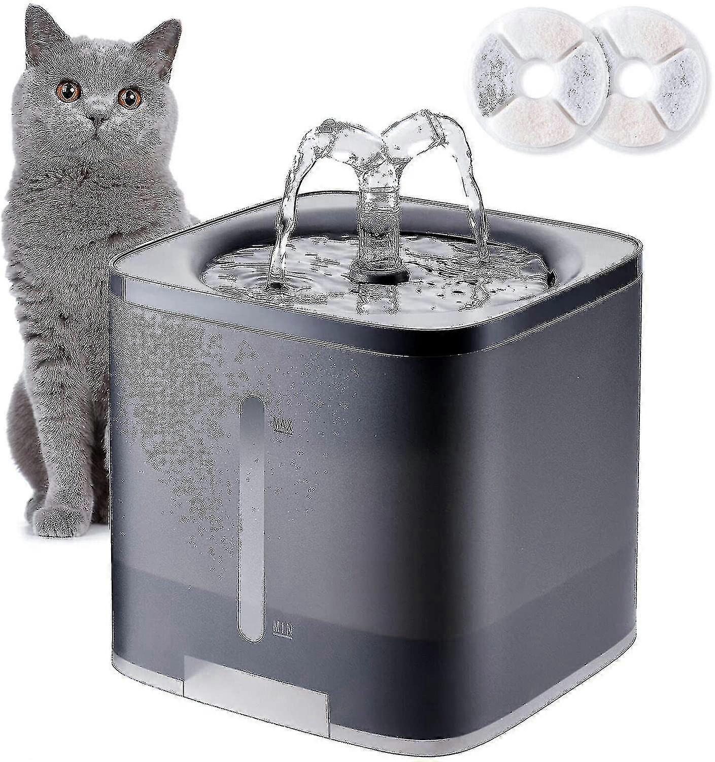 Fuente de agua de perro gato con ventana de nivel de agua Super Quiet European Standard (gris)
