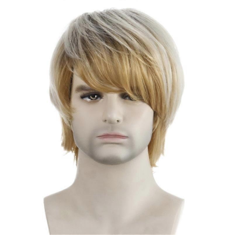 Men Light Blond Short Hair Wig Light Gold