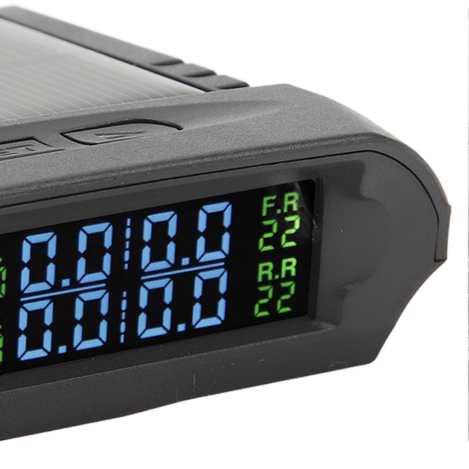3.3in Solar Wireless Tire Pressure Monitor 6 Sensor DC 5V Solar Powered TPMS for Car RV Truck Motorcycles
