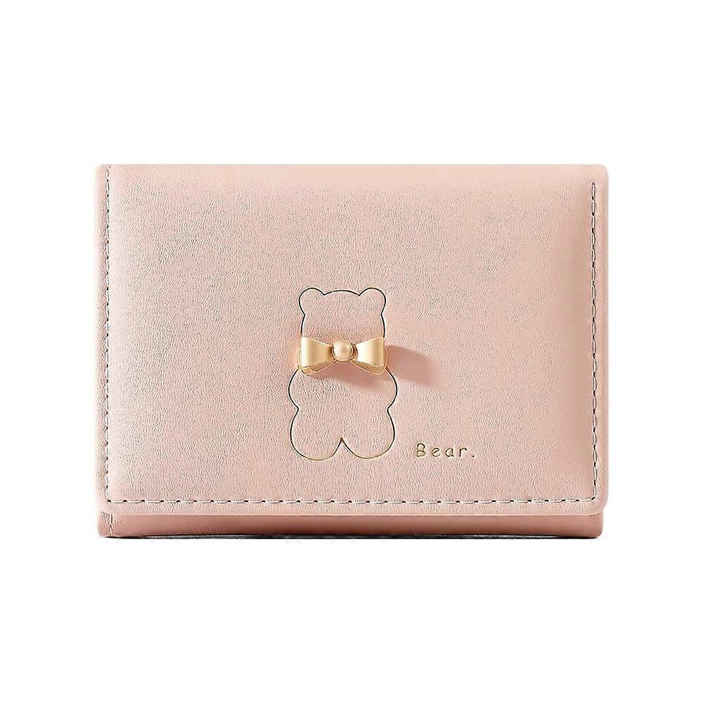 Cute Student Wallet, Fashionable And Simple Short Three-Fold Ladies Wallet Pink