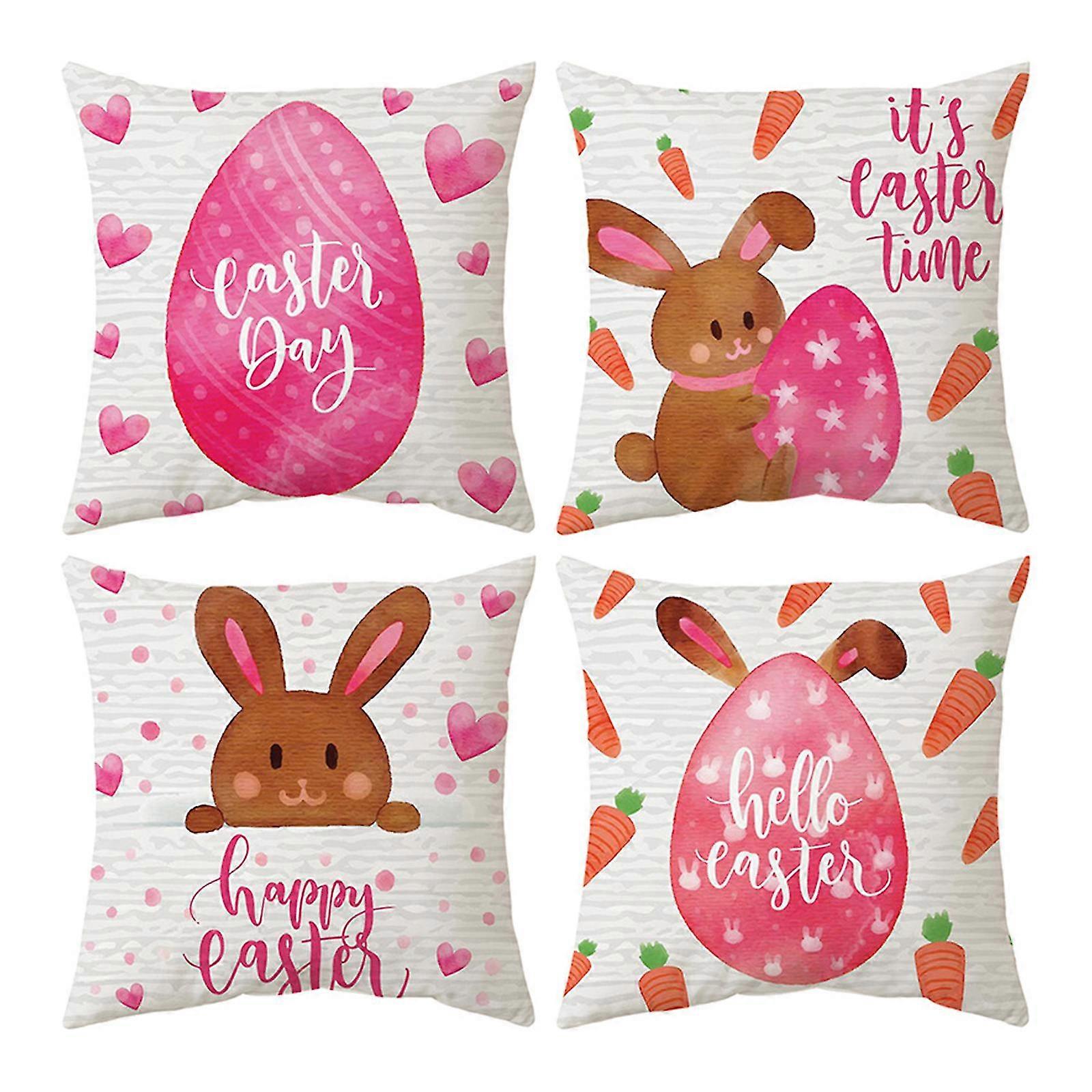 Easter Pillow Protector Zippered (4 Pack) Short Plush Pillow Encasement 18 X 18 Inches