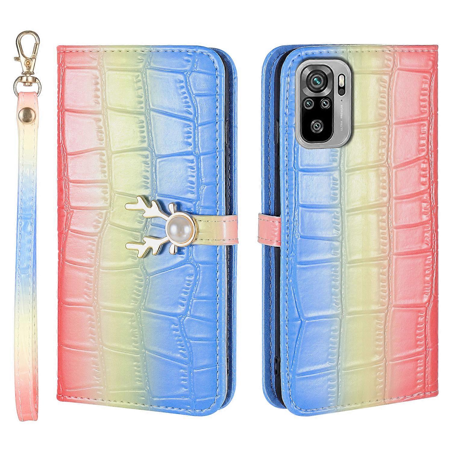Elk Pattern Phone Case for Redmi Note 10 4G with Card Holder, lanyard, PU Leather Material, Wallet Function, Corner Fall Protection