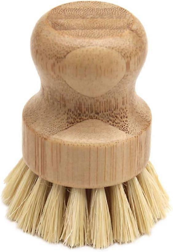 Cepillo para platos de madera con bambú natural, gris natural, madera ~-3