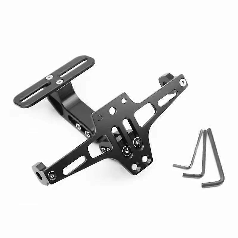 Support Universel Plaque Immatriculation Moto - Montage Latéral 3/4" - Métal Anodisé Noir Robuste