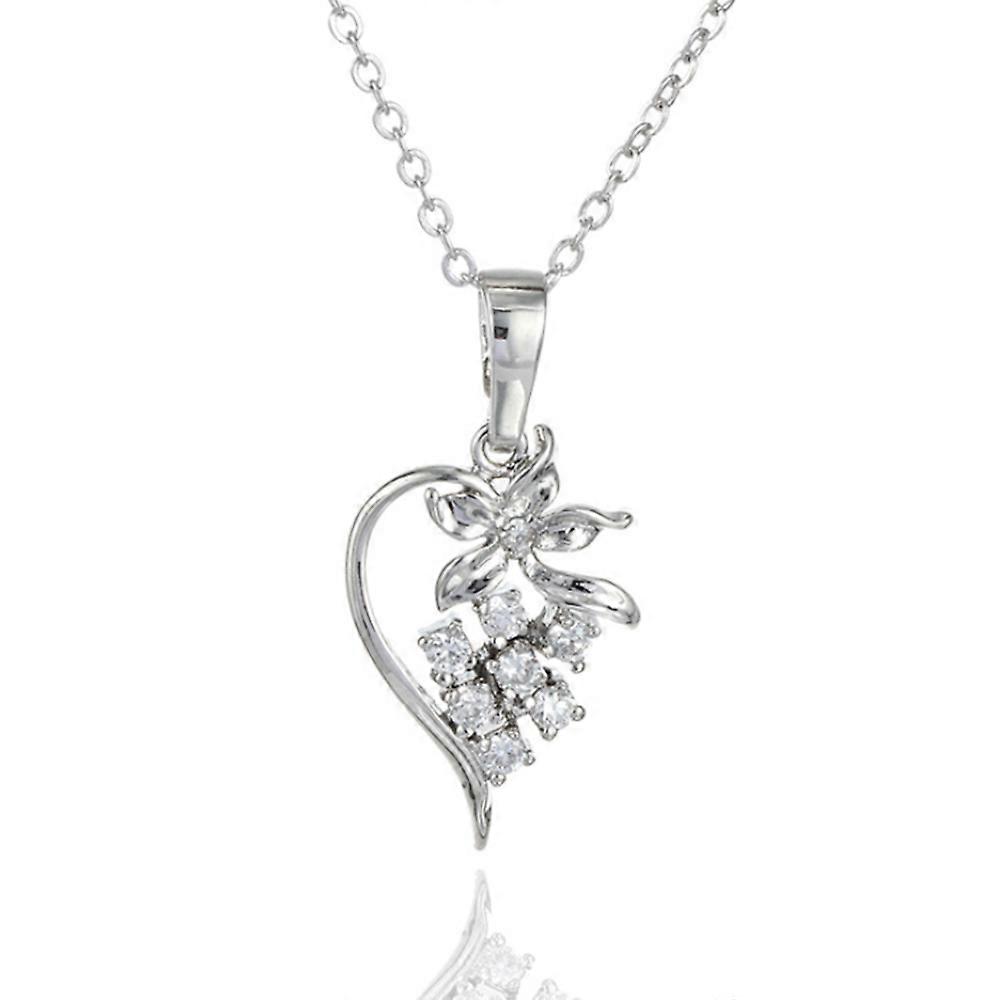 Pendentif fleur en or 18 carats galvanisé en platine Zircon autrichien