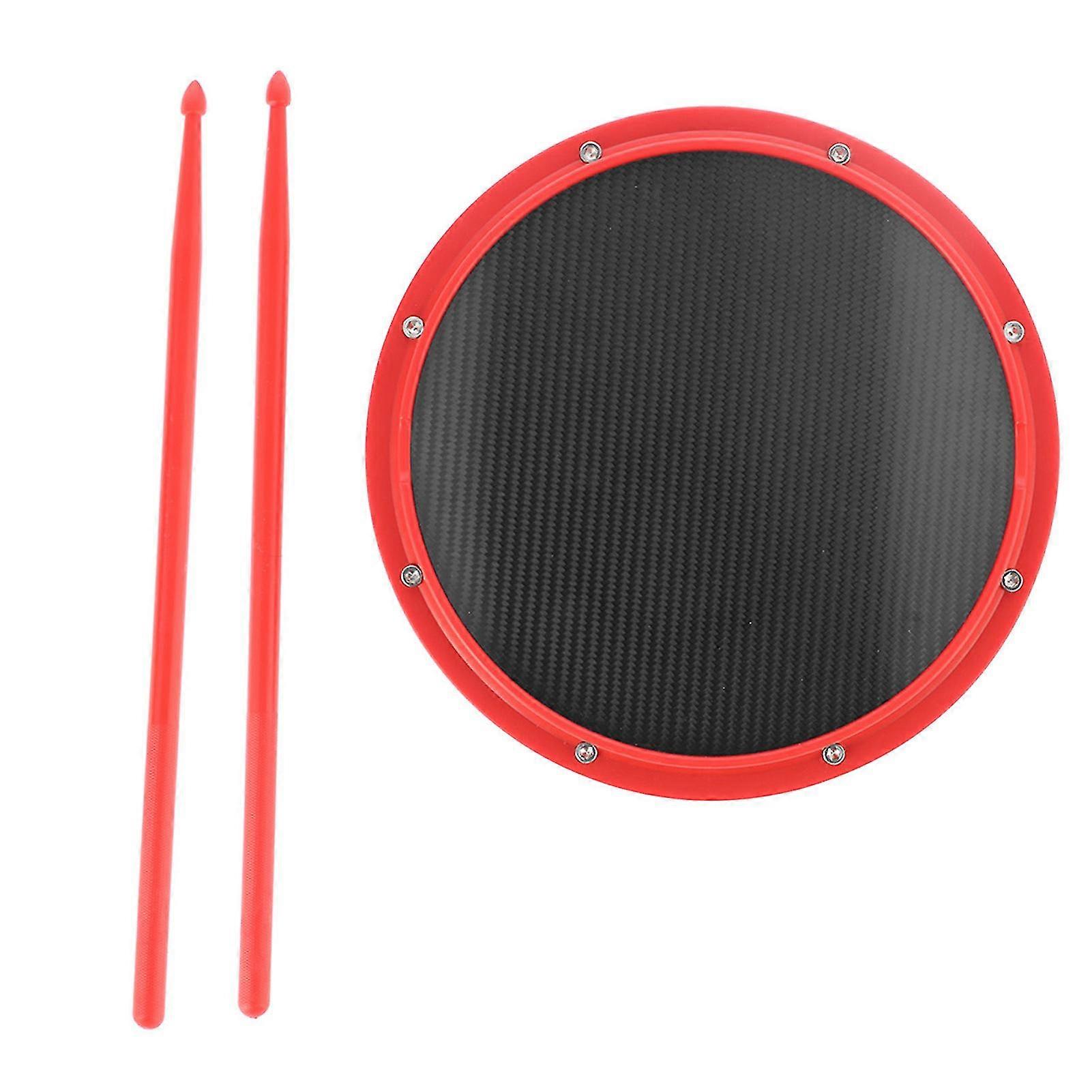 12in Carbon Fiber Drum Pad Percussion Training Mat with Non-Slip Surface and Shock Absorption - Red