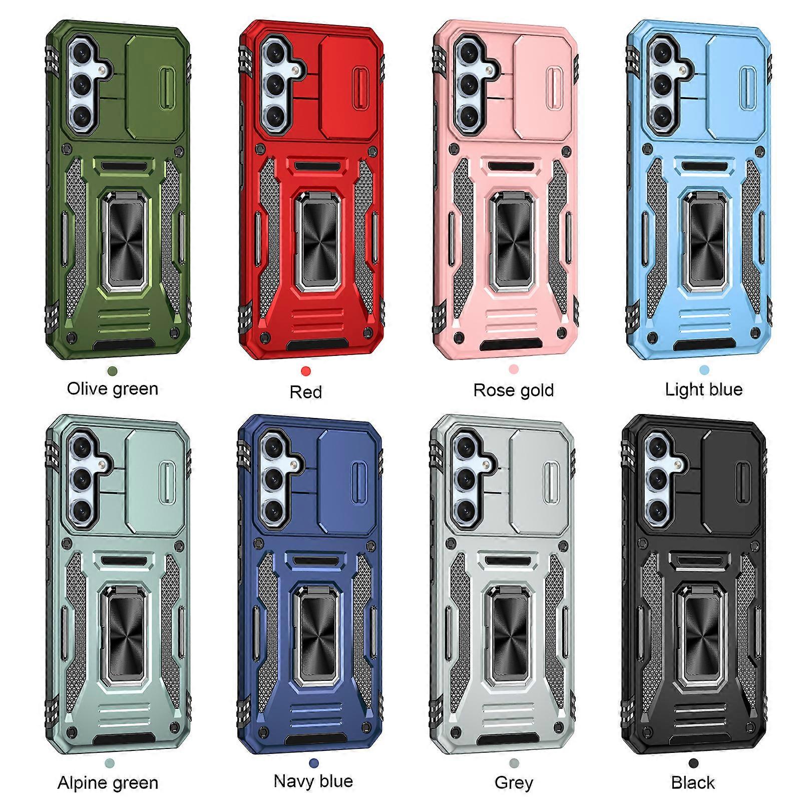 for Samung Galaxy A55 Case, with Slide Camera Cover, Built-in Rotatable Ring Holder Kickstand, Military Grade Shockproof Protective Case