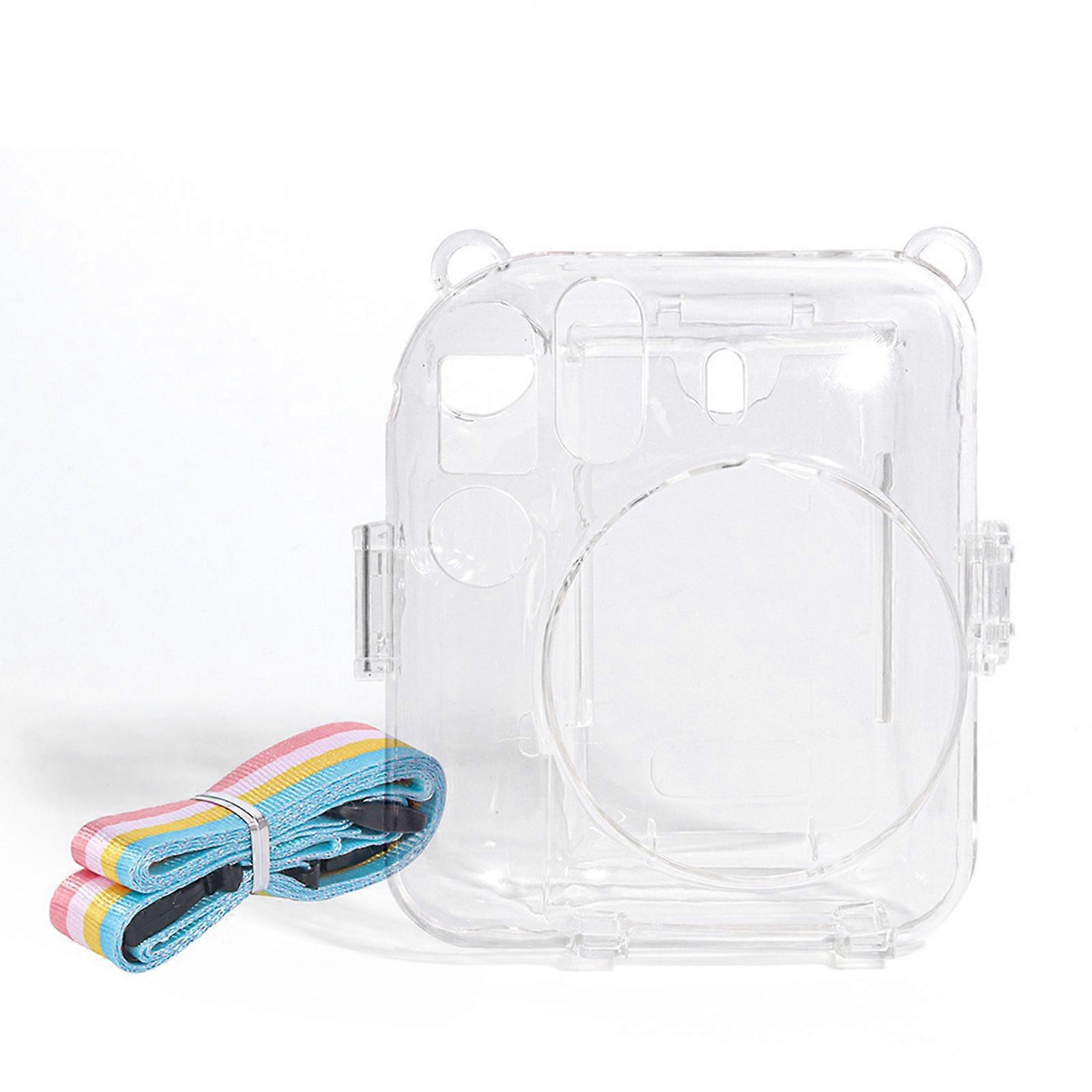 Clear Case Compatible With Fujifilm Instax Mini 12 Camera, Hard PC Instax Mini 12 Protective Case With Shoulder Strap & Camera Sticker