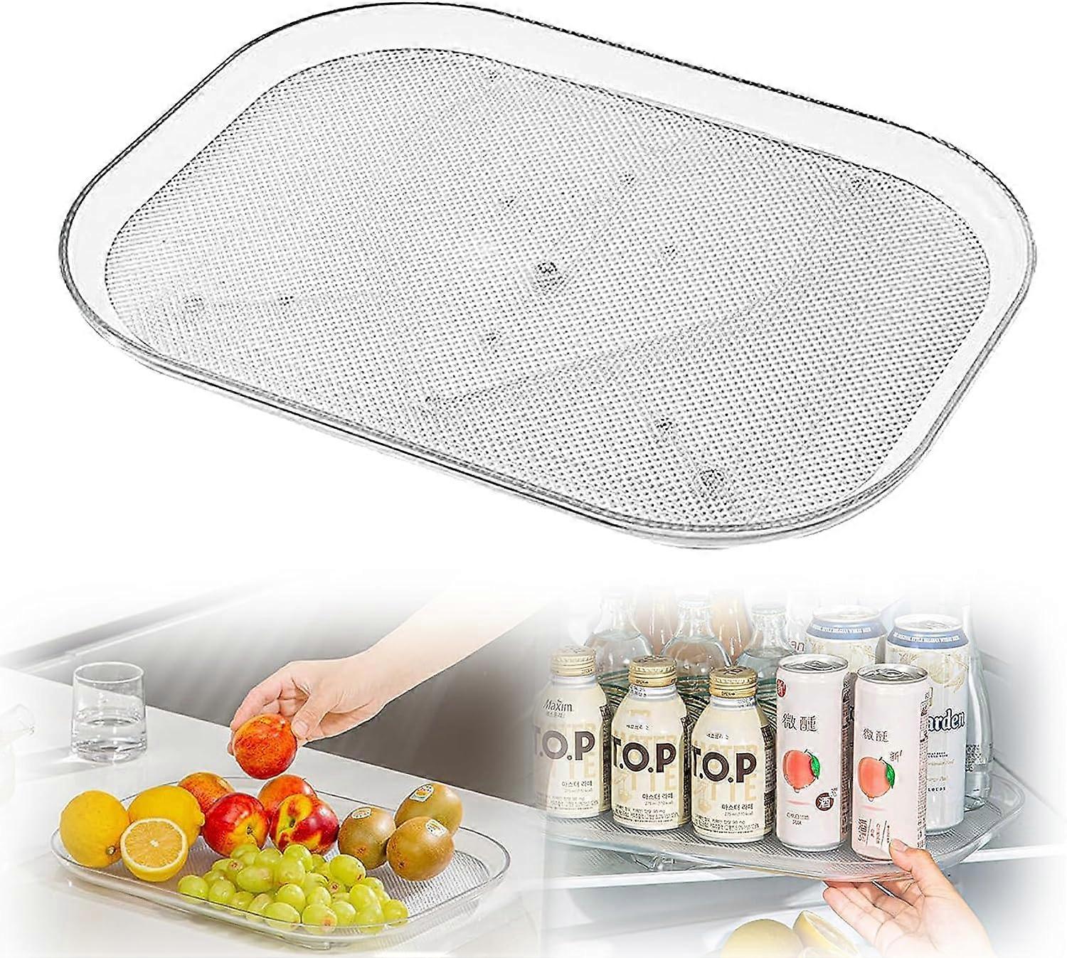 Lazy Susan Turntable Organizer For Refrigerator, 15.67'' Clear Rectangular Fridge Organizer Storage, Lazy Susan For Cabinet